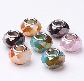 Electroplate Glass European Beads